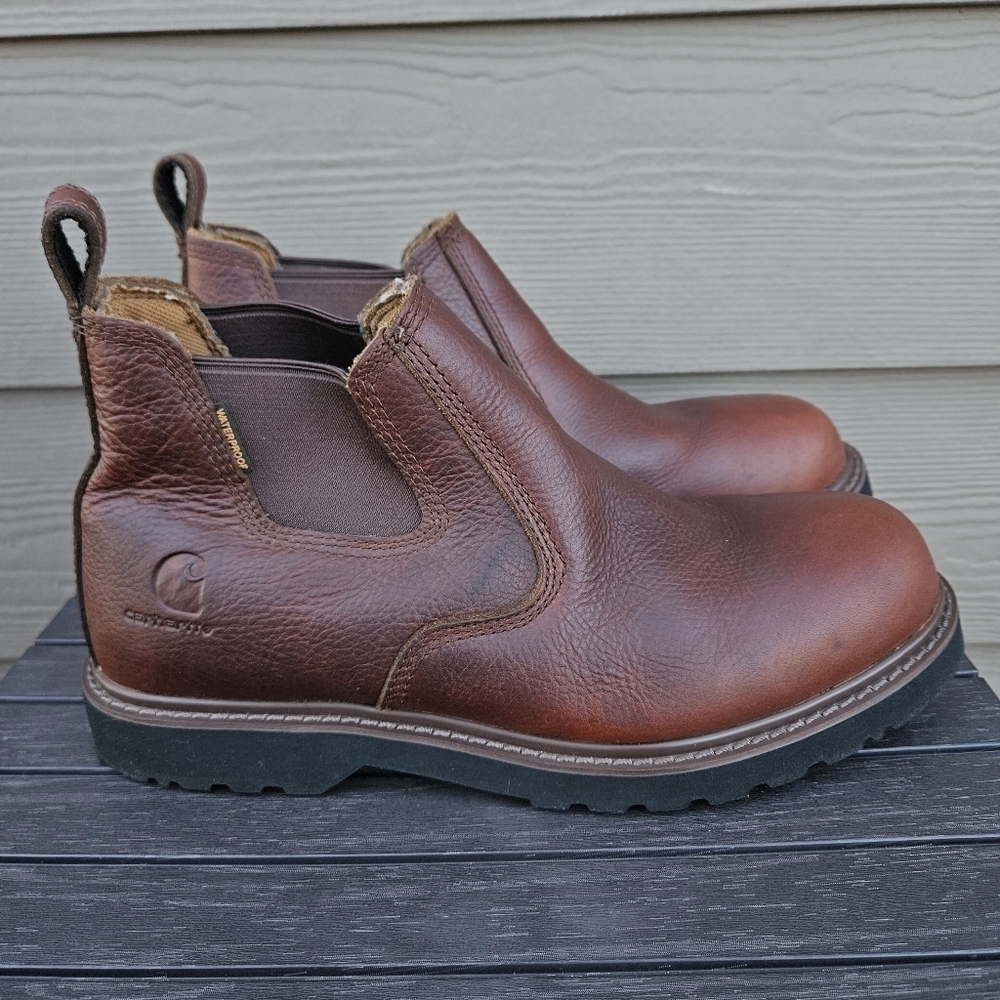 Carhartt 4" Waterproof Romeo Work Ankle Boots Brown Leather CMS4100 Mens 10.5